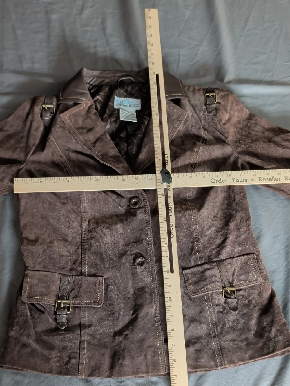 Bradley Bayou XS Leather Women's Blazer with Buckle Trim - Picture 3 of 10